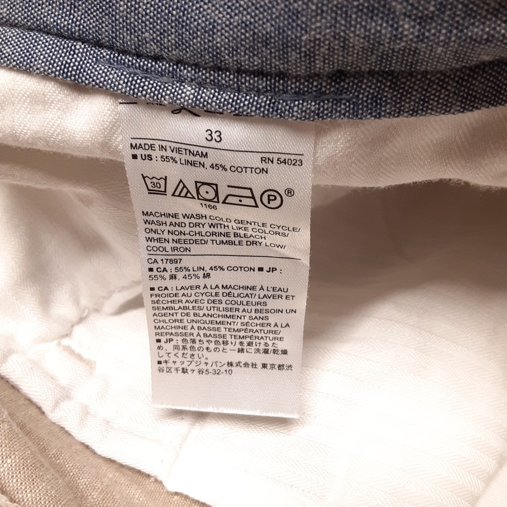 Banana Republic Mens Aiden Chino Shorts Sz.33/Beige Cotton Linen 8" Inseam - Picture 4 of 8